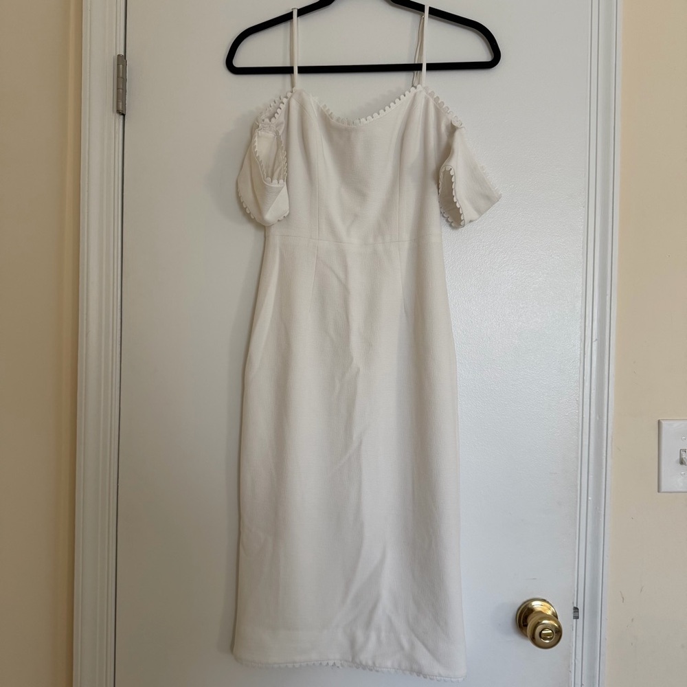 Anthropologie Dress the Population Adrian Elegant White Off-Shoulder Dress
